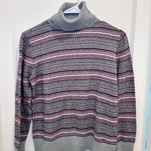 L.L. Bean Fair Isle Turtleneck Sweater Cashmere & Cotton Blend